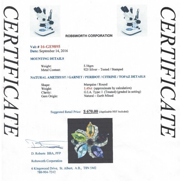 .925 Sterling Silver Floral Amethyst/Garnet/Peridot/Citrine Ring 7 Value $670 - Picture 4 of 6